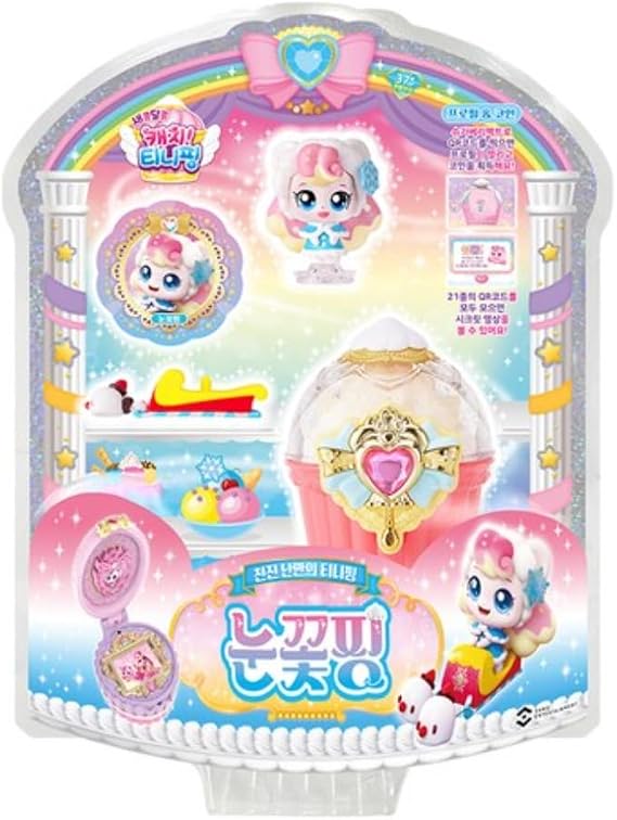 Dessert Catch Teenieping Season 4 Mini Figure Toy Iceflakeping Korean Animation, White, Pink, Sky Blue