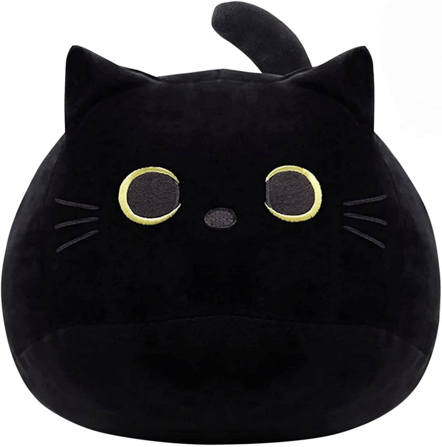 Black Cat Plush, Cute Plushies Stuffed Animal Cat, Kawaii Plushie Pillow Stuff Cushion Decoration Gift for Kids Girls Boys Black 40cm