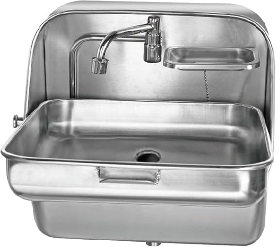 RV Sink Folding Sink with Cold Water Faucet, Stainless Steel Hand Wash Basin Sinks Square Single BowlSink Wall-mounted RV Camper Kitchen Basin for Bars Food Trucks Campers