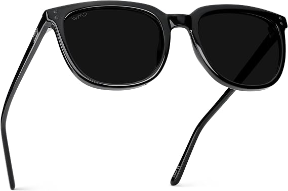 WearMe Pro Abner Men's Polarized Sunglasses, Retro Flat Square Style, UV400 | Shatter-Resistant Lens, 5-Barrel Metal Hinges, Great for Travel and Outdoors, Includes Microfiber Pouch for Cleaning/Storage