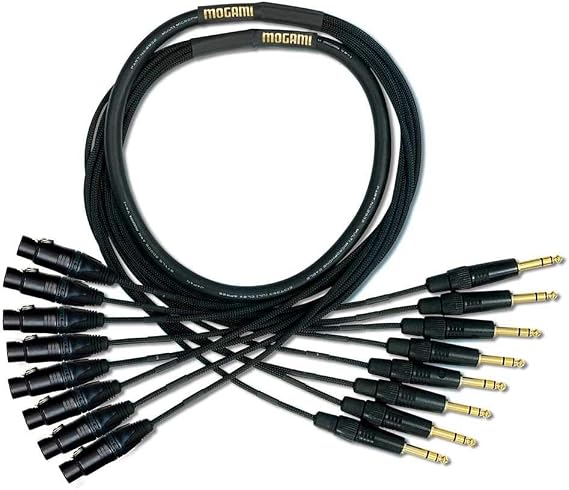 Mogami Gold 8 TRS-XLRF-15 Audio Adapter Snake Cable, 8 Channel Fan-Out, XLR-Female to 1/4" TRS Male Plug, Gold Contacts, Straight Connectors, 15 Foot