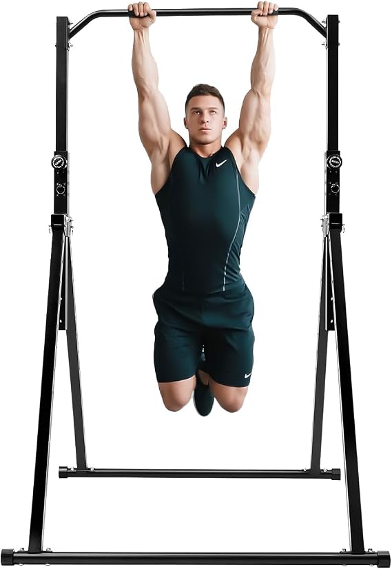 Foldable Pull Up Bar - Adjustable Height Power Tower & Dip Station - Multifunction Fitness Equipment for Home Gym