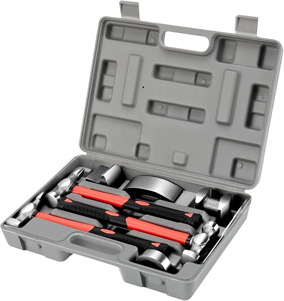 7PCS Professional Auto Body Repair Kit with Storage Case, | Panel Beating Tools, Hammers Set for Car Dent Removal