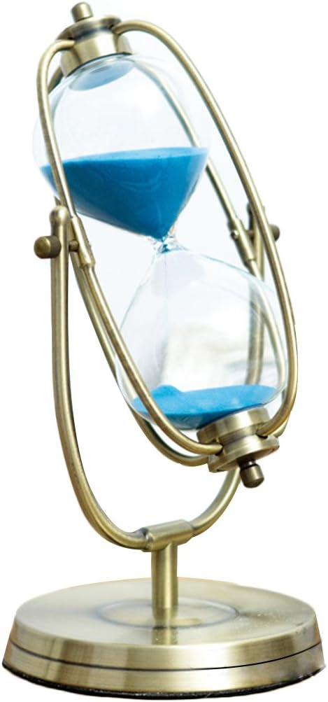 Sand Clock Sand Glass Hourglass for Decoration Kitchen Cooking or Teaching Timer Metal Bronze 60MIN in Blue