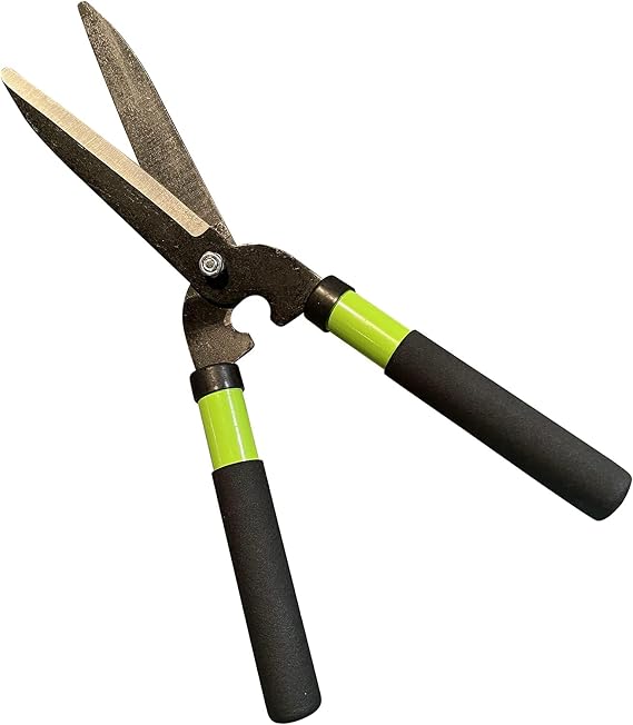 GARDEN GURU Hedge Shears Clippers for Trimming & Shaping Borders, Boxwood, Decorative Shrubs, Bushes, Grass 15 inch High Carbon Steel Gardening Hedge Clippers & Shears with Comfort Grip Handles (2)