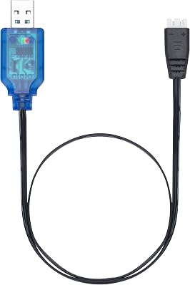 7.4V Lipo Battery Charger USB to XH-3P for Axial SCX10 SCX24, BEZGAR, DEERC, Hosim Q903 Q905, Sharkool, Holyton, Force1 Velocity RC Toys, Splatter Ball Gun, RC Car, Boat and Trucks, Blue