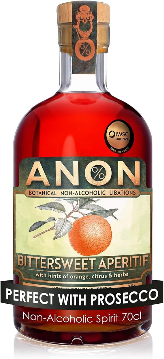 ANON Bittersweet Aperitif, Non-Alcoholic Spirit, Aperol Alternative, Perfect for Cocktails, 70cl