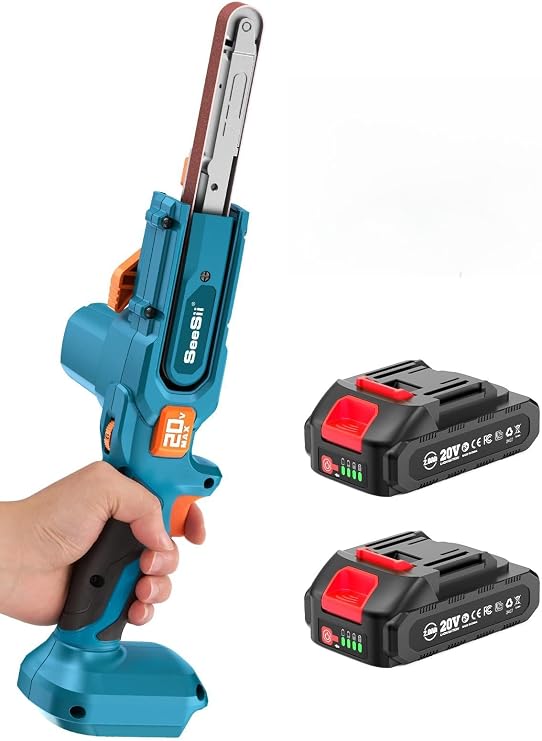 SEESII 1/2"x18" Mini Cordless Belt Sander 6-Speed 1700FT/Min 22Ah Battery