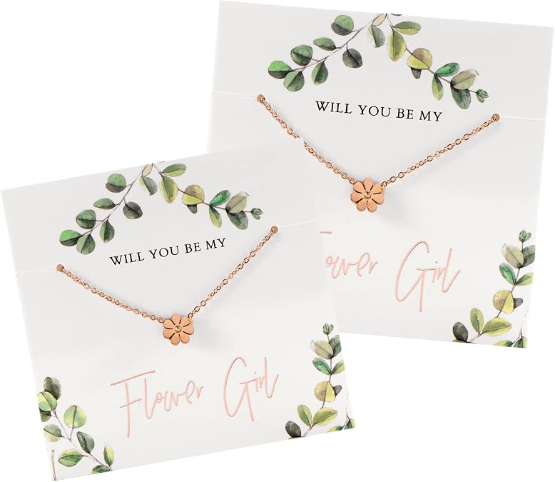 Pop Fizz Designs Flower Girl Gift - Flower Girl Necklace Set (2) | Girls' Jewelry | Bride's Gift