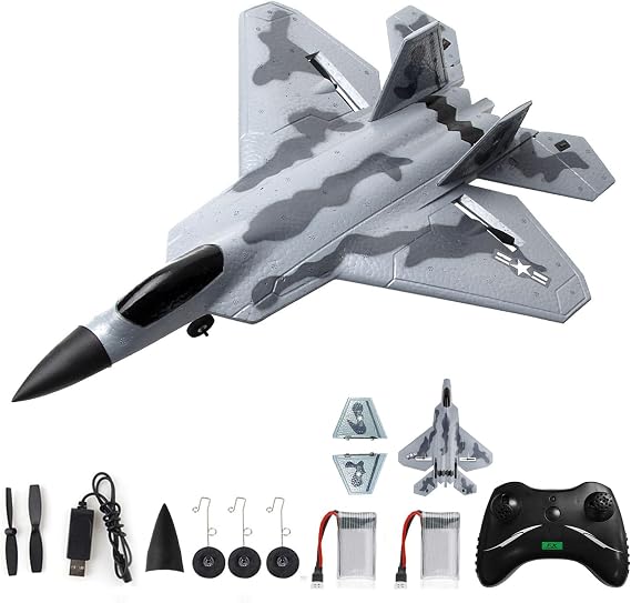 F-22 RC Plane 2 Channel 2.4GHz Remote Control Airplane Gliding F22 Aircraft Model EPP RC Glider Toy for Adults Teen Easy to Fly Airplane Toy for Beginners