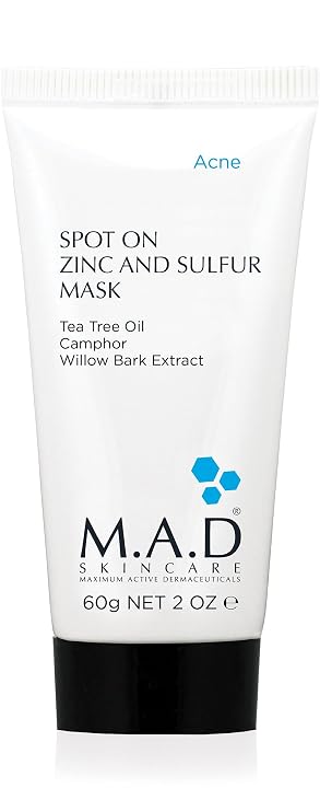 M.A.D Skincare Spot On Zinc And Sulfur Mask - For Acne Prone Skin 2 oz.