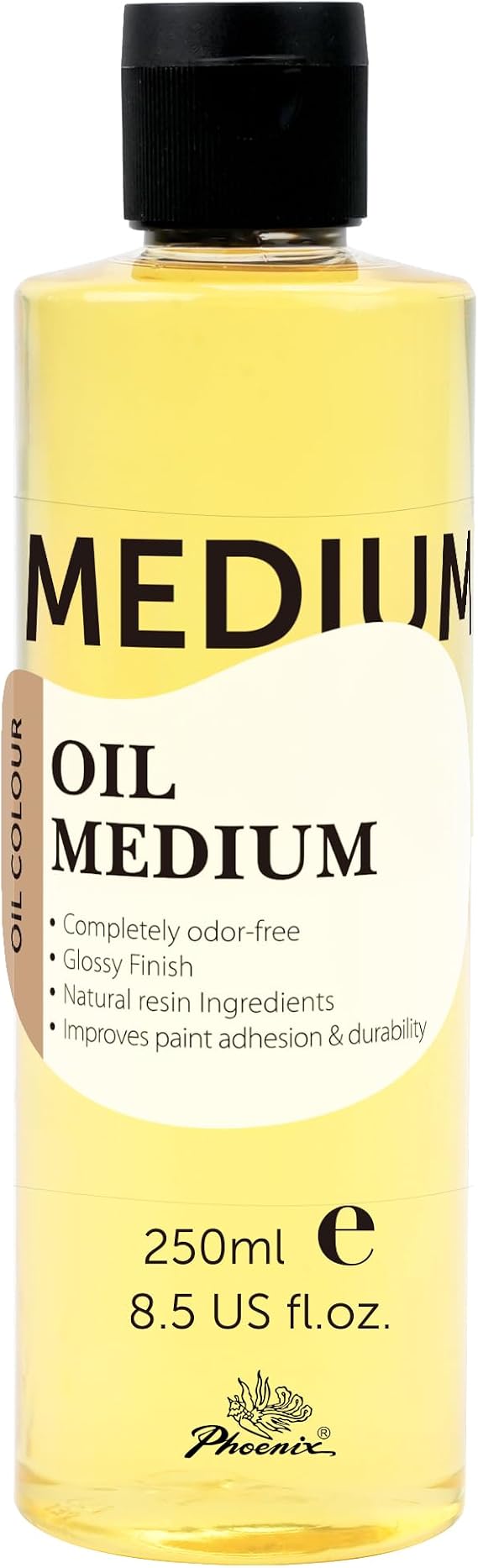 PHOENIX Refined Linseed Oil - 8.5 Fl Oz. / 250ml Bottle | Oil Medium for Painting, Paint Thinner for Oil Based Paints