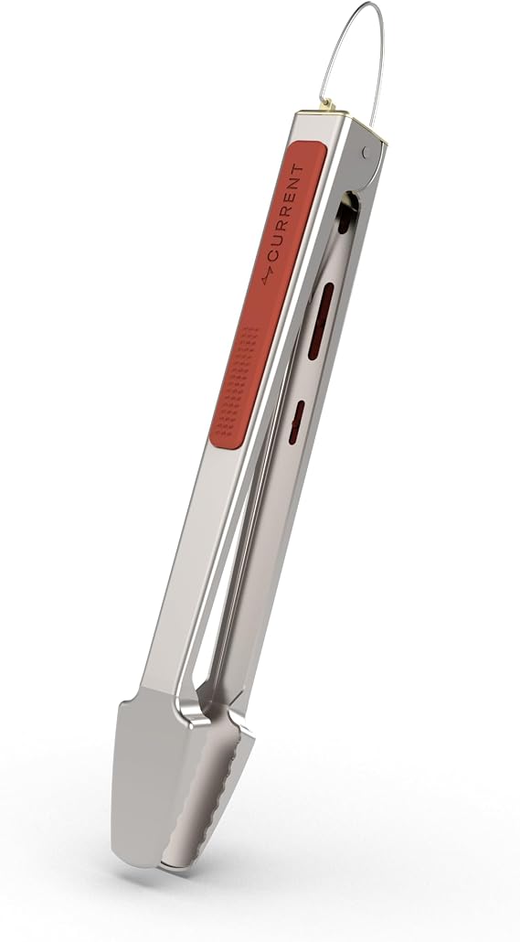 Current 15.4-Inch Stainless Steel Locking Grill Tongs | Heat-Resistant, Heavy-Duty Locking Tongs for Kitchens, BBQs, Camping, Griddles and Outdoor Cooking.