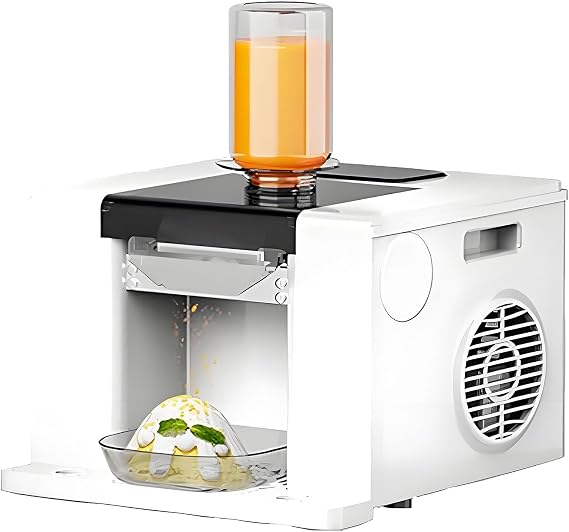 Automatic Ice Shaved Machine, Electric Snowflake Ice Shaver, 60kg/Day Snowflake Ice Machine, Air Cooling for Commercial Home, Parties, Food Truck, Milktea Shops with Automatic Cleaning White