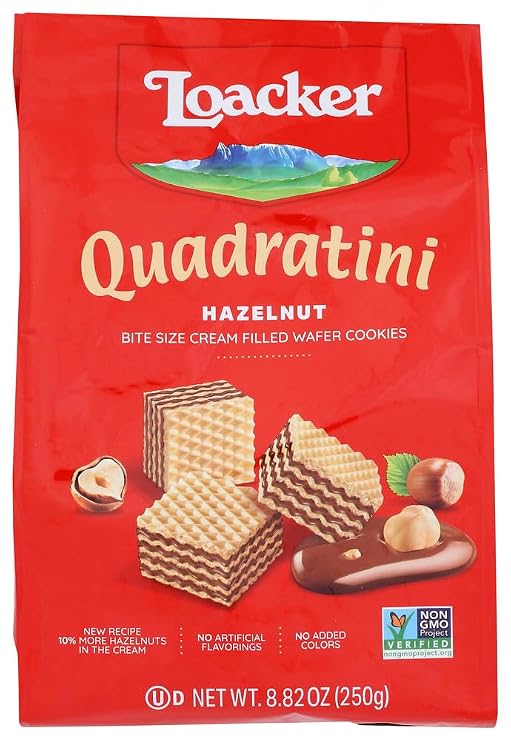 Loacker Quadratini Hazelnut Wafers 8.8 oz each (2 Items Per Order)