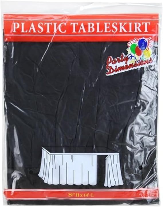 Party Dimensions Plastic Table Skirt, 29-Inches by 14-Feet - Black - 1 Pack