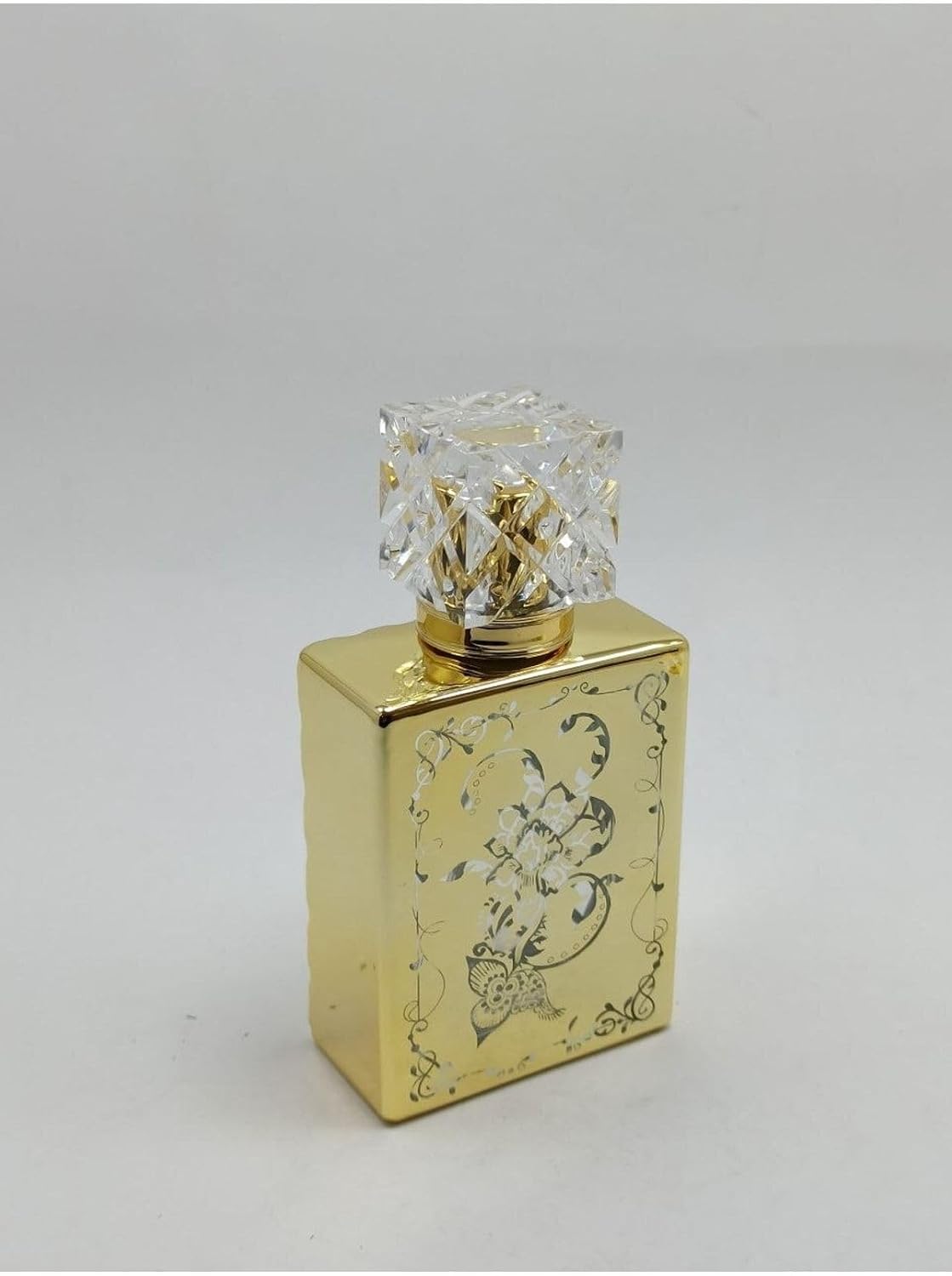 Boş Cam ParfümKolonya Sprey Şişesi, Kolay Doldurulabilir, Kristal Şeffaf Kapak, Osmanlı Bitkisel Ve Çiçek Deseni 50ml