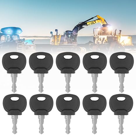 10 Pcs Construction Machinery Keys Ignition Key Ignition Device Dump Truck Spare Ignition Key for JCB CAT Komatsu 14603 14607 Plant Excavator Dumper Tractor Dozer Roller