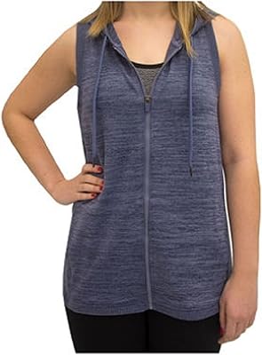 Active Life Womens Athleisure Hooded Open Back Vest X-Large, Navy Heather