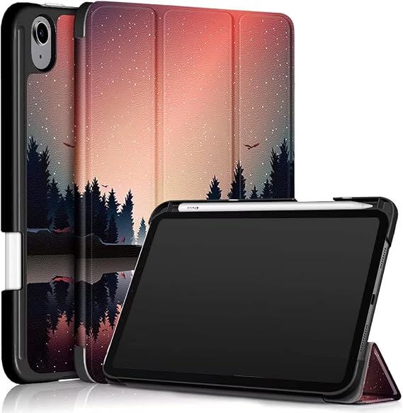 EpicGadget Case for Apple iPad mini 6 Released in 2021 - Lightweight Slim Tri-Fold Shell Auto Wake/Sleep Folding Stand Pencil Holder Case Cover for 8.3 inch Display iPad mini 6 (Forest Dusk)