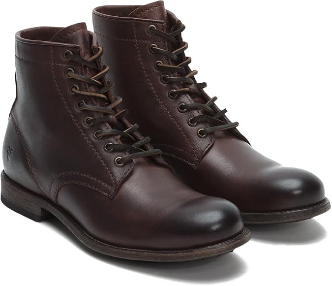 Frye Tyler Lace Up Boots for Men Crafted from Soft Vintage Leather with Blake Construction, Burnished Toe and Heel, and Rubber Inserts on Leather Soles 5 34 Shaft Height