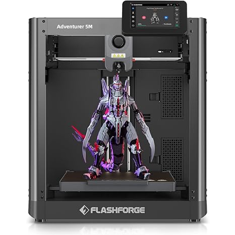 FLASHFORGE Adventurer 5M 3D Printer, 600mm/s High Speed Printer, Fully Automatic Leveling, Quick Removable 280°C Nozzle, Effective 2-Channel Cooling, Core XY Construction, 220 x 220 x 220 mm