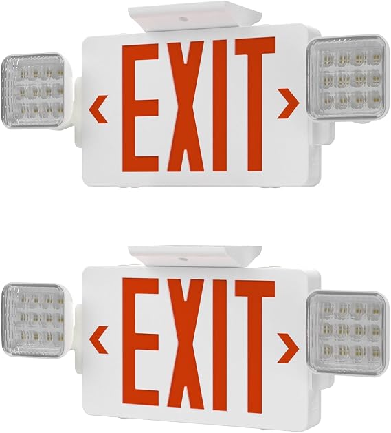 LED Exit Sign with Emergency Light,Double-Sided&Battery Backup 2Pack