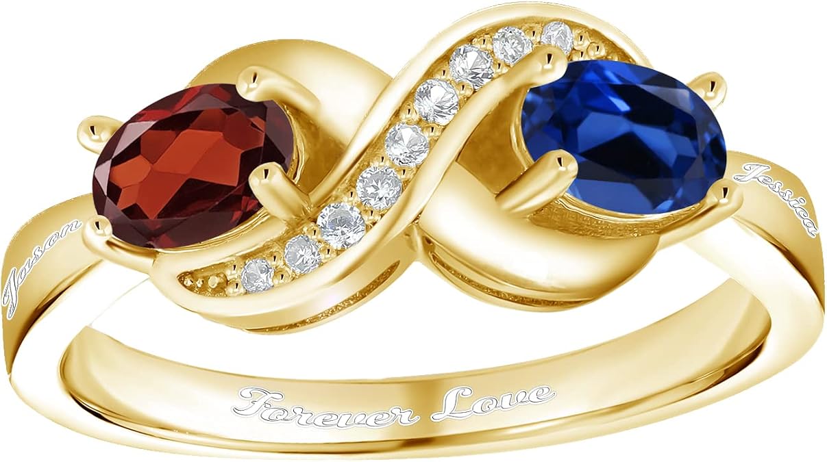 Gem Stone King Personalized Customized Engraved Infinity Knot Ring