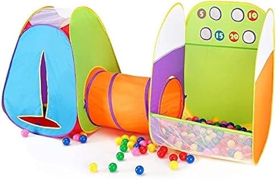 Alvantor Kids Tent Play Tent Fun Toss It Game Zone 3-in-1 Pop Up Play Tunnel Indoor Outdoor Great Game & Toy Gift for Children (Include 4 Balls)