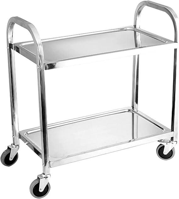 Serving Trolley, 2/3-Tier Detachable Stainless Steel Utility Rolling Service Cart, Kitchen Cart with Locking Wheels for Hotel, Restaurant, and Home Use,