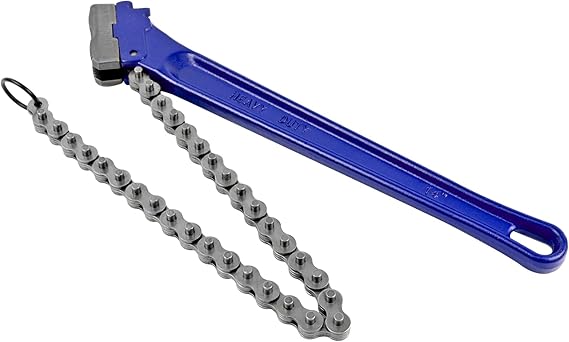 14" Chain Pipe Wrench 2" - 5" Pipe Diameters, 18.5" Chain Length Max Breaking Load 5500Lbs, Heavy Duty Plumbing Tool for Pipe Installation, Oil Fields Operations and Maintenance