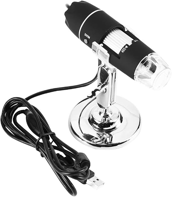USB Digital Microscope, 1000X Zoom, 8 LEDs, with Stand for Industrial Testing, Laboratory Research