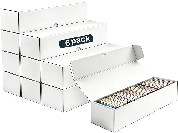 Trading Card Storage Box 6-Pack, 1000 Count Heavy Duty Corrugated Cardboard Box - Bulk Organizer for TCG, MTG,Sports & Collectible Cards, 12.8 INCH Horizontal