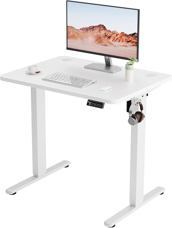 ERGOMAKER Electric Standing Desk 80x60cm, 2 Memory Presets, White