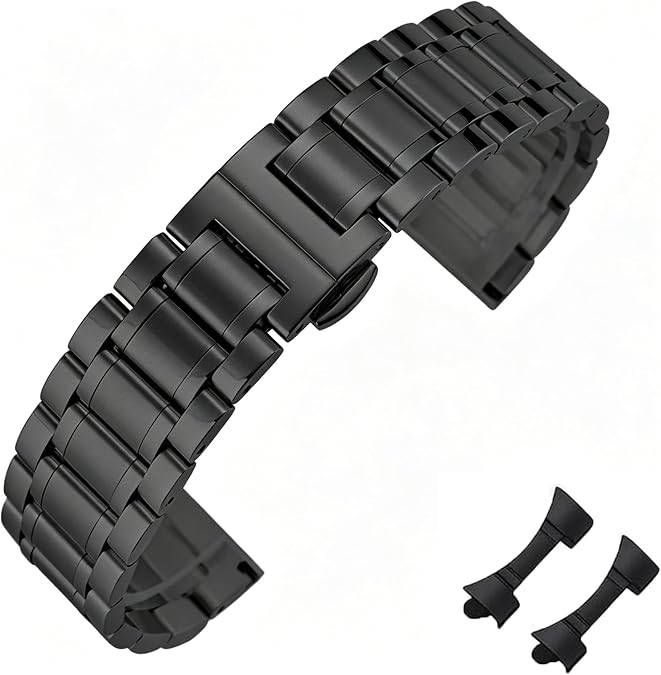 Metal Watch Universal Metal Replacement Stainless Steel Watch Straps with Straight & Curved End for Men Women,8 Sizes(14mm-24mm) 4 Colors(Gold,Sliver,Black,Gold-Silver Two Tone)