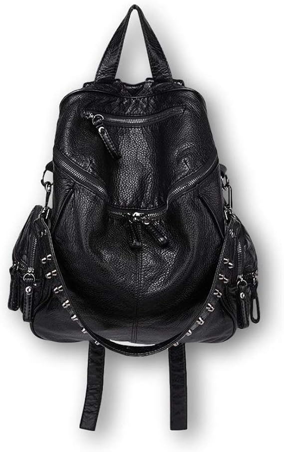Ro Rox Calamity Womens PU Punk Gothic Uni Studded Backpack - Black