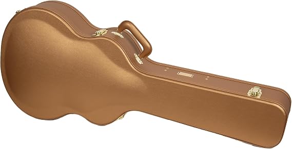 Crossrock Designer Series Wooden OM Guitar Case for Martin 000-14 Fret | Luxury Gold Faux Leather, Burgundy Velvet Interior, Lock – Premium Hardshell -Luxury Gold (CRW520OMLG)