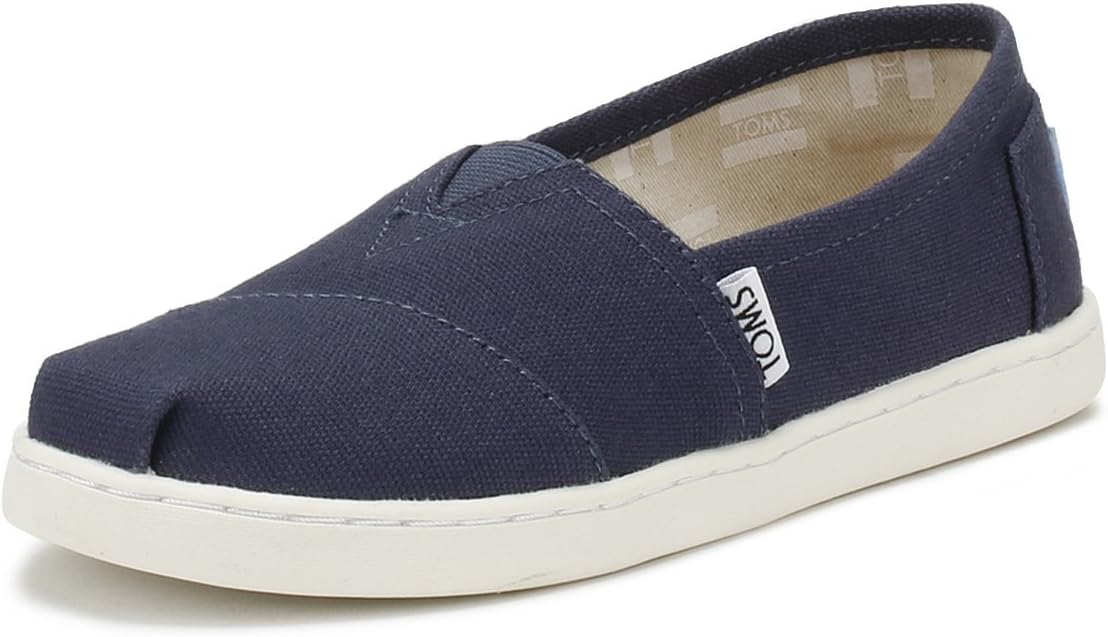 TOMS Unisex Child Classic Alpargata Sneaker, Navy Canvas, 4 Big Kid US