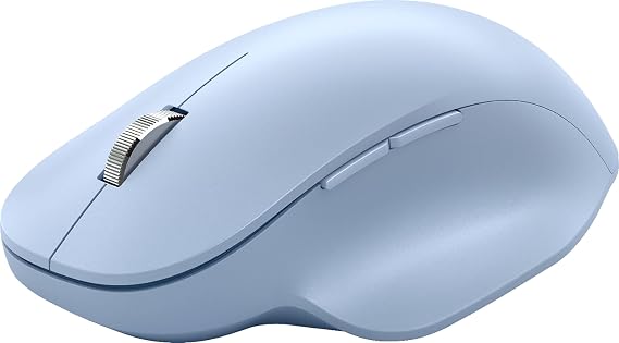 Microsoft Bluetooth Ergonomic Mouse - Pastel Blue - with Thumb Rest, Precise Tracking, and Customizable Buttons