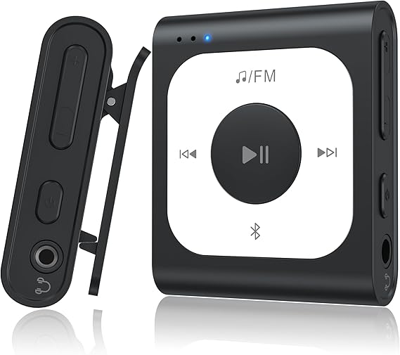 AGPTEK 64GB Clip MP3 Player with Bluetooth, A53PL Portable Music Player | with FM Radio, Shuffle, No Phone Needed, for Sports(Black)