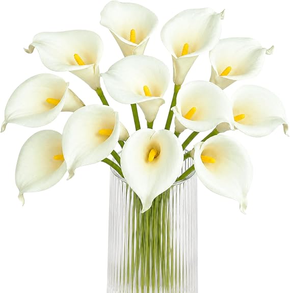 Letjolt Artificial Calla Lily Flowers 12Pcs, Beige
