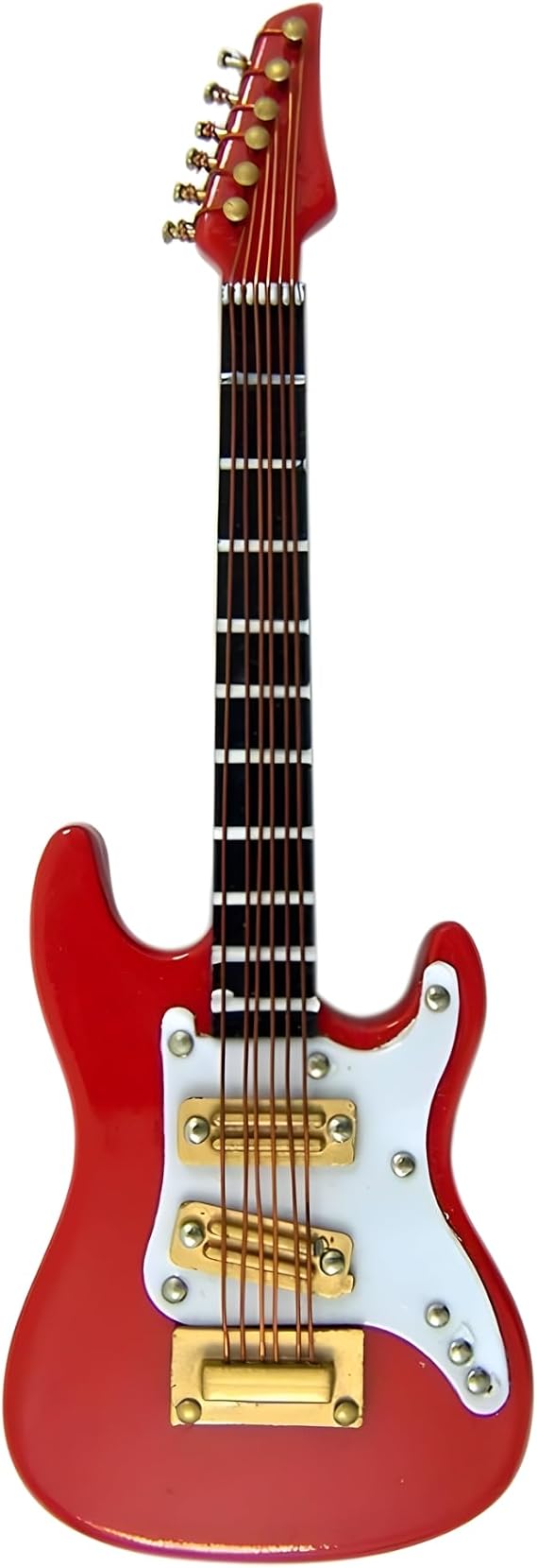 Broadway Gift Red Electric Guitar Miniature Replica Magnet, 4 inch | Hand-Crafted Red & White Guitar with Strings & Pickups for Guitarists & Musicians