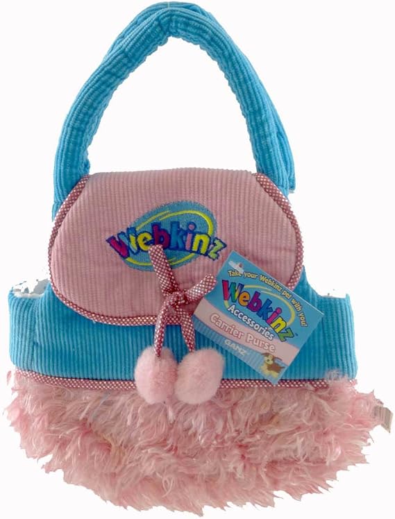 Webkinz Plush Purse Turquoise Blue and Pink 8" with Webkinz Pet Plush for Little Kid, Kid