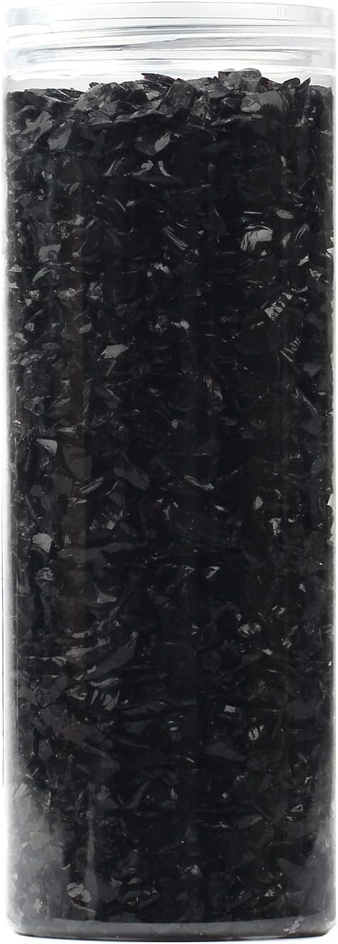 ZenQ Crushed Glass for Crafts, Resin Art. Black, 1.5 lbs
