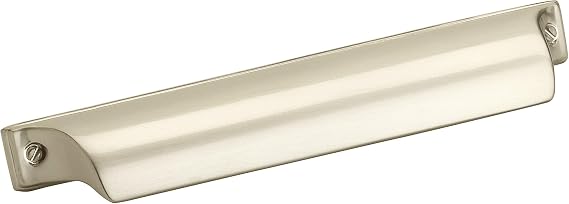 Amerock | Kitchen Cabinet Cup Pull | Silver Champagne | 5-1/16 in (128 mm) Center-to-Center | Jolene | 1 Pack | Furniture Hardware | Cabinet Handle | Bathroom Drawer Pull