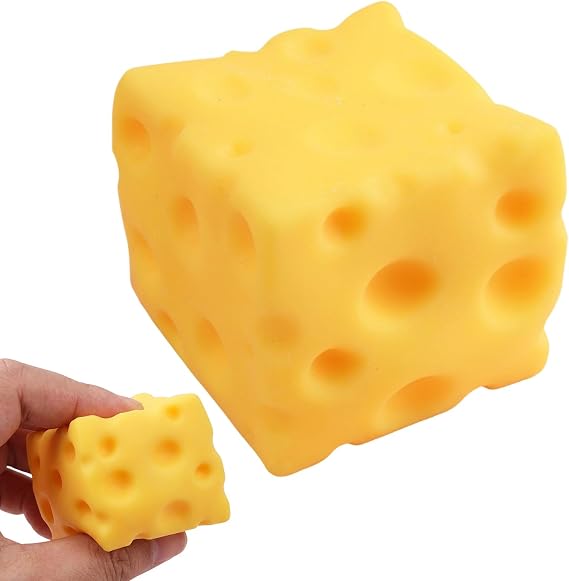 Cheese Squishy, Soft and Malleable Sensory Toy, Stress Relief and Focus Aid, Compact Cheese Design Suitable for Portability, Single Piece Cheese Squishy (Yellow)