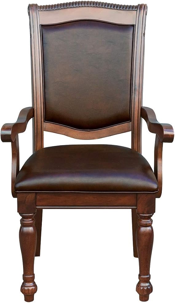 Lordsburg Arm Chair in Dark Brown Faux Leather [Set of 2]
