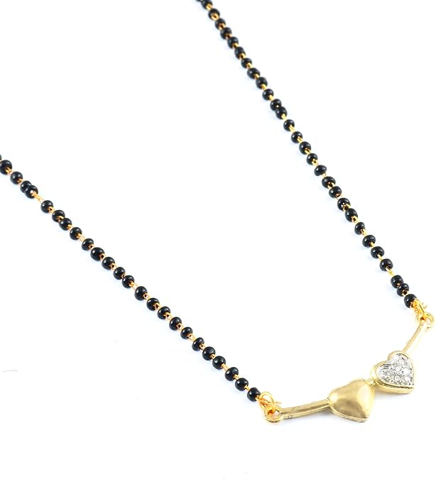 Jewar Mandi Mangalsutra Black Crystal Beads Chain Wedding Bridal Ad Cz Silver Plated, Gold Plated & Rose Gold Plated Pendant Tanmaniyam Nallapusalu Jewelry For Women