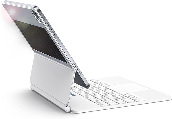 Case with Keyboard for iPad Air 13-inch (M3/M2, 2025/2024) & iPad Pro 12.9-inch (6th/5th/4th/3rd Gen), Magic-Style Keyboard Case with Light Charging, Magnetic Stand, Multi-Touch Trackpad, White
