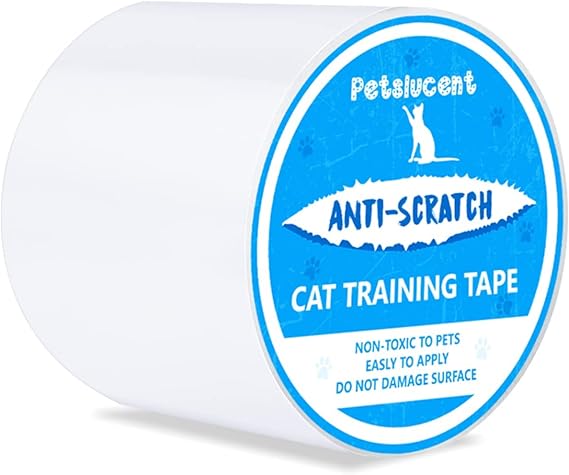 Cat Scratch Deterrent Sticky Paws Tape, Cat Furniture Protector Trainning Tape Anti Scratching, Double Sided Guards for Carpet, Sofa, Couch, Door (Blue-10cm x 13.7m)